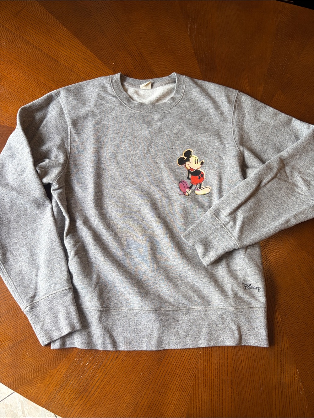 Uniqlo Gray Crewneck Sweatshirt with Small Mickey Graphic